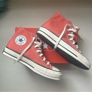 Converse Burnt Orange High Top Platforms (W8/M6) NWT